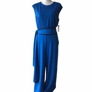 New York & Company Azure blue belted jumpsuit